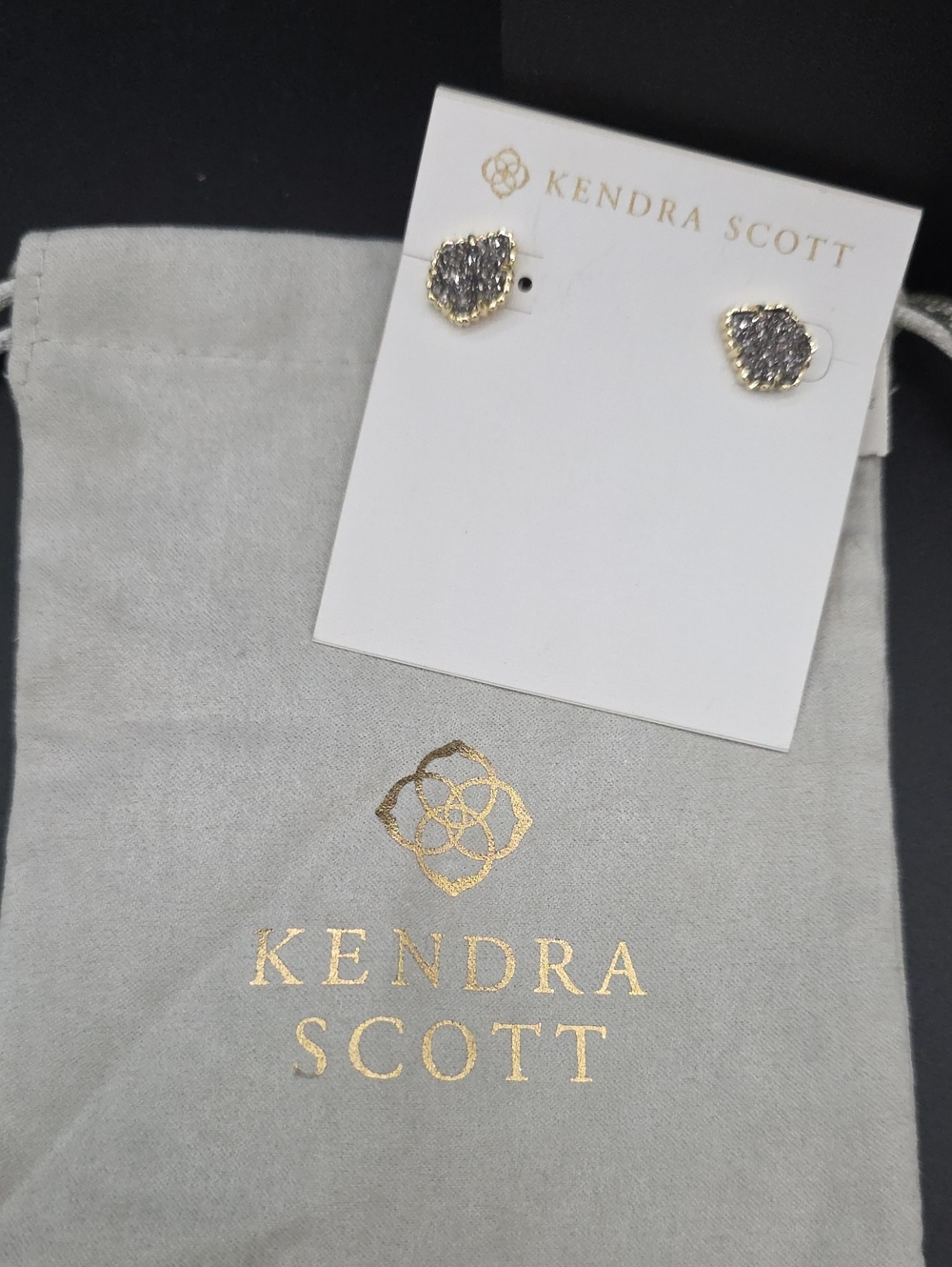 Kendra Scott Gold Platnim Druzy Stud Earrings in Gray
